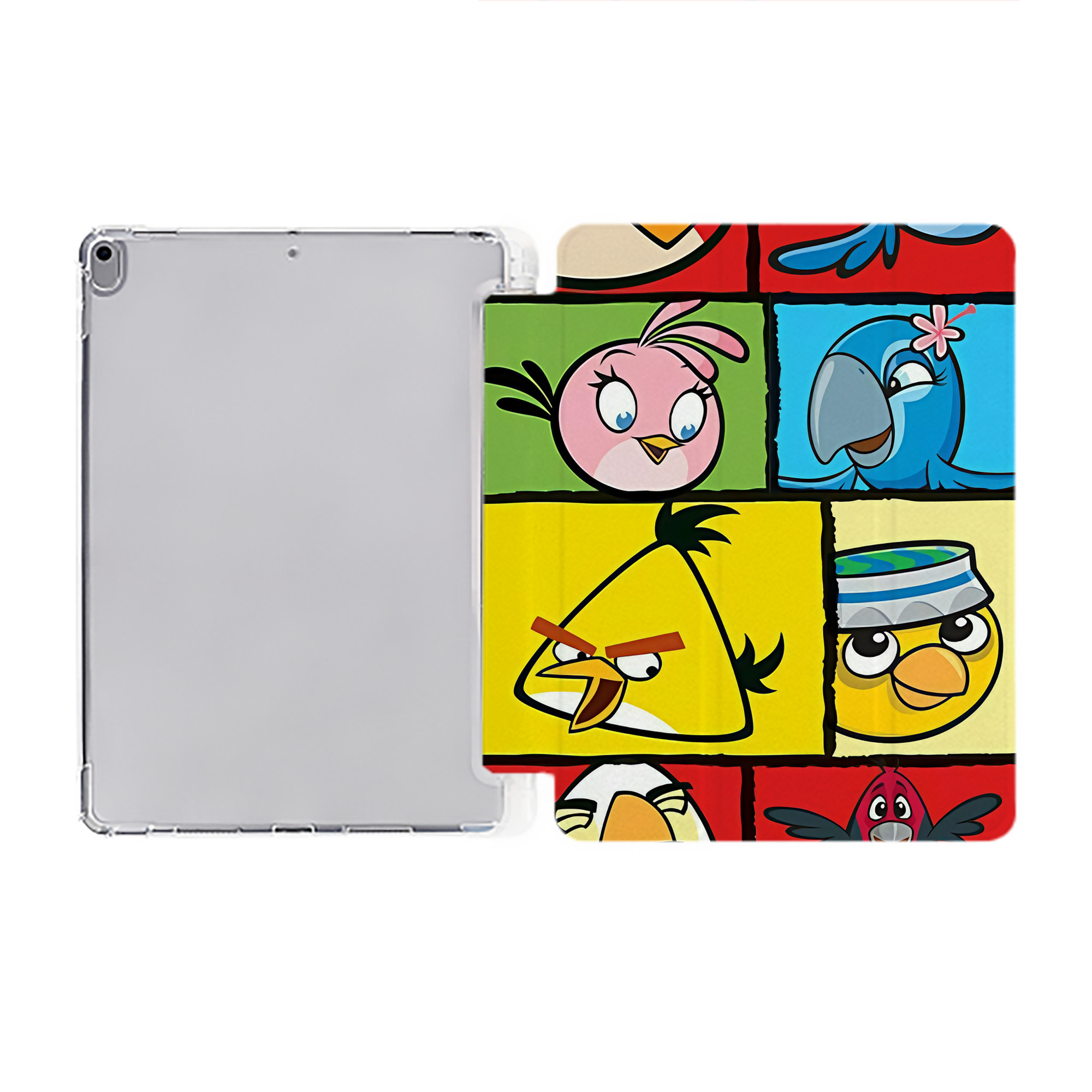 （画像用） Angry Birds アングリーバード IPad ケース ペン収納付き 三つ折りスタンド PUレザー×シリコン 対応機種9.5/10.5/10.9インチ